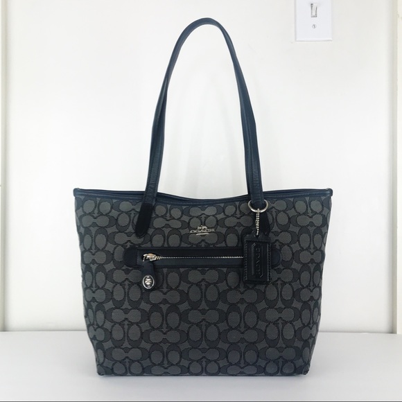 Coach Handbags - Coach Outlined Signature Jacquard & Leather Tote